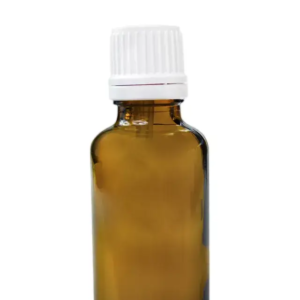 Flacon din sticlă pentru uleiuri esențiale, cu dozator și capac alb, 30 ml