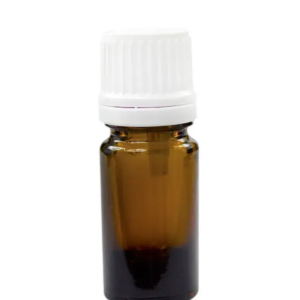 Flacon din sticlă pentru uleiuri esențiale, cu dozator și capac alb, 5 ml