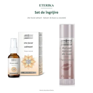 Set de îngrijire – Ulei facial calmant · Balsam de buze cu ciocolată